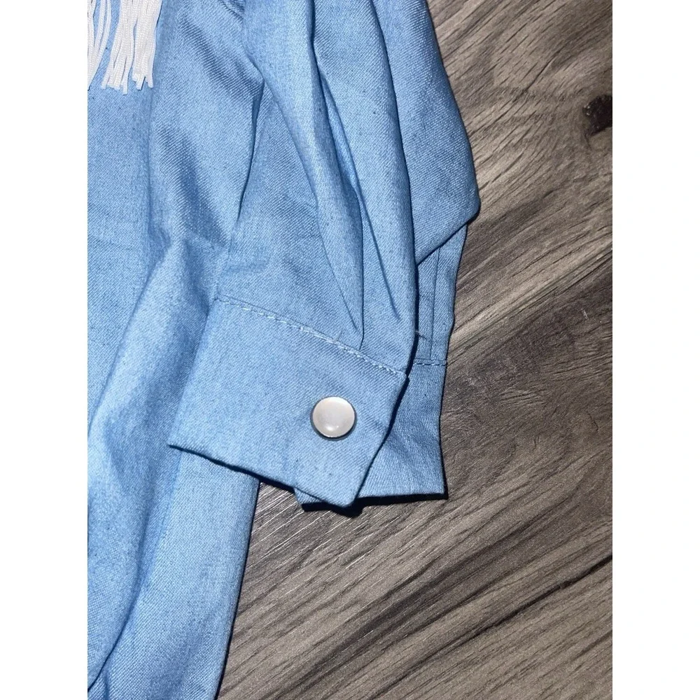 SHEA BABY DENIM FRINGE‎ PEARL SNAP ONE PIECE Size 3-6 Months Cowgirl Western